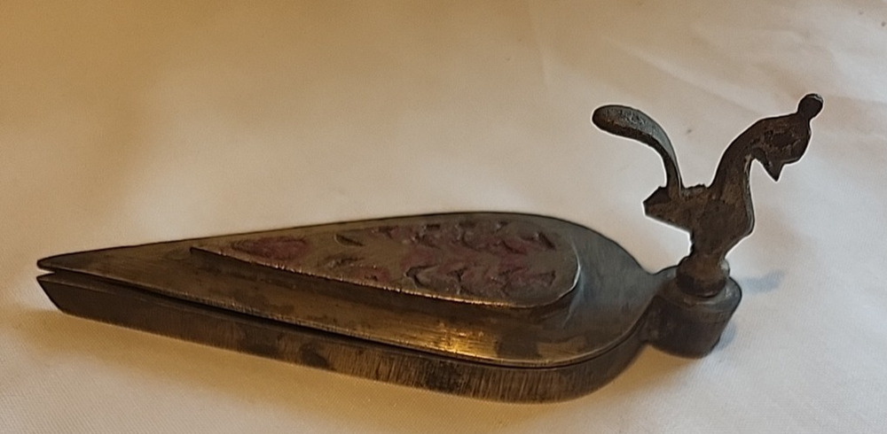 Antique Brass Kum Kum Powder Tika Box Original Old Hand Crafted Engraved 2 X 5"